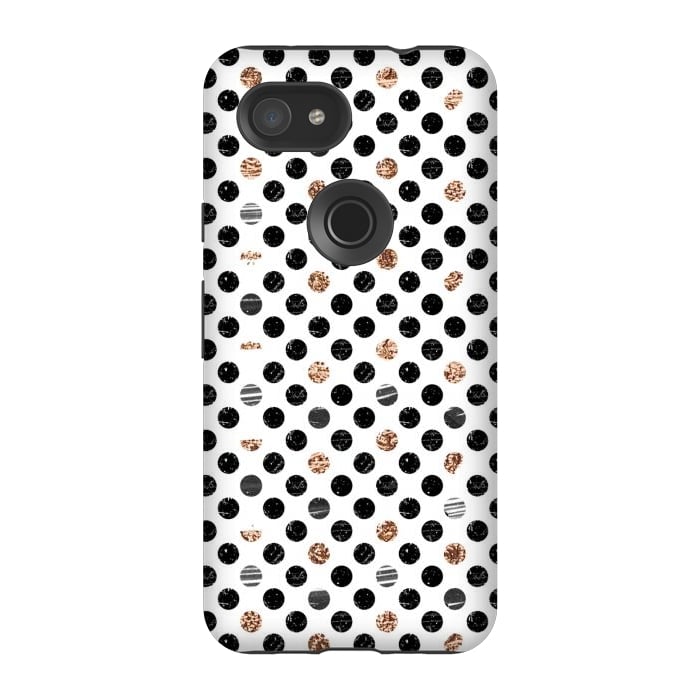 Pixel 3A StrongFit Ink and gold glitter polka dots by Oana 