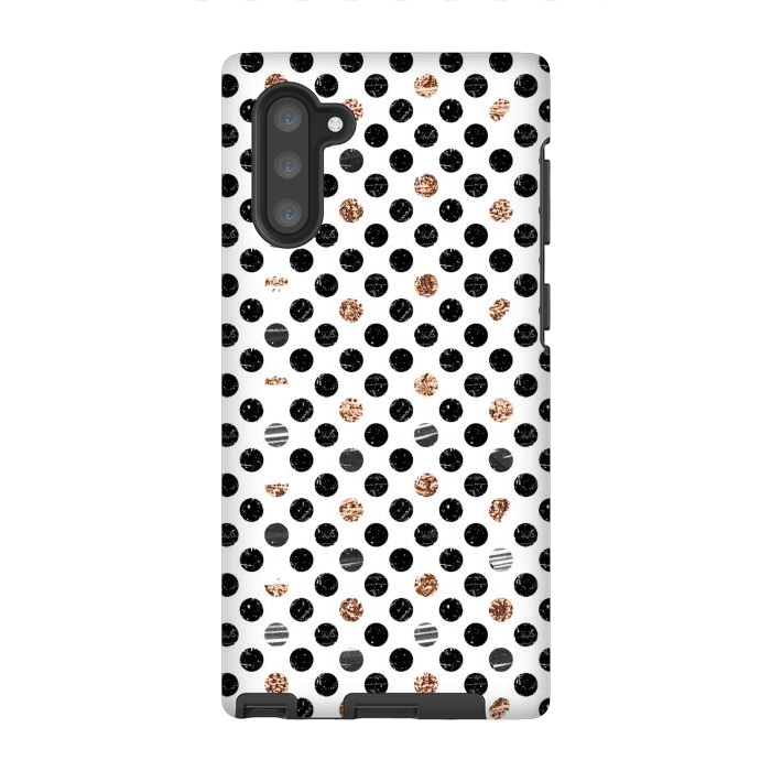 Galaxy Note 10 StrongFit Ink and gold glitter polka dots by Oana 