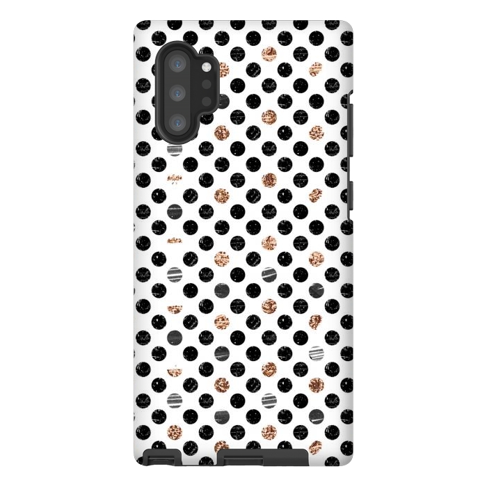Galaxy Note 10 plus StrongFit Ink and gold glitter polka dots by Oana 