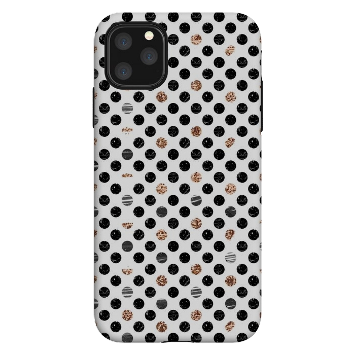iPhone 11 Pro Max StrongFit Ink and gold glitter polka dots by Oana 