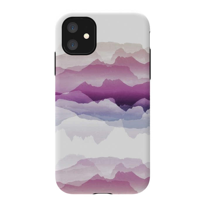 iPhone 11 StrongFit Pink blue gradient mountain landscape by Oana 