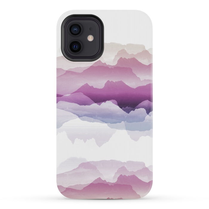 iPhone 12 mini StrongFit Pink blue gradient mountain landscape by Oana 