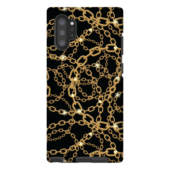 Galaxy Note 10 plus StrongFit GOLDEN BLACK CHAIN PATTERN by MALLIKA