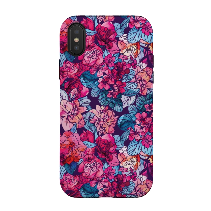 iPhone Xs / X StrongFit pink floral pattern 6 by MALLIKA