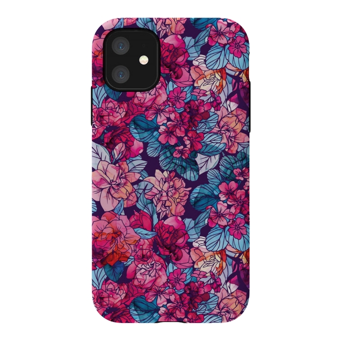 iPhone 11 StrongFit pink floral pattern 6 by MALLIKA