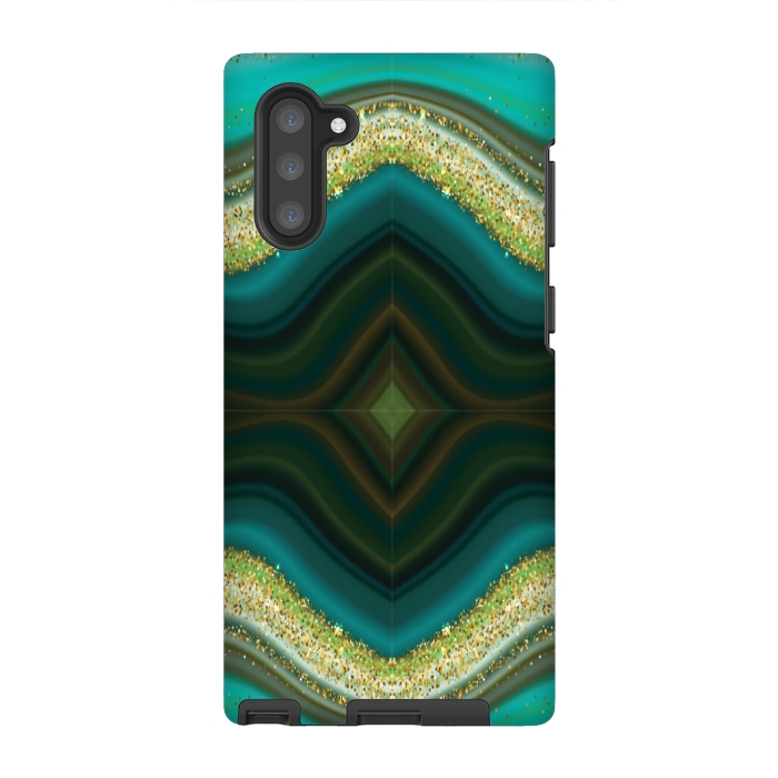 Galaxy Note 10 StrongFit GREEN GLITTER PATTERN by MALLIKA