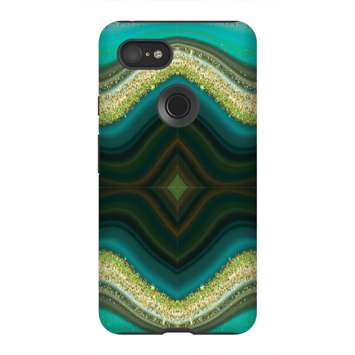 Pixel 3XL StrongFit GREEN GLITTER PATTERN by MALLIKA