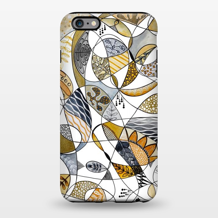 iPhone 6/6s plus StrongFit Continuous Line Abstract Art in Grey and Yellow by Paula Ohreen