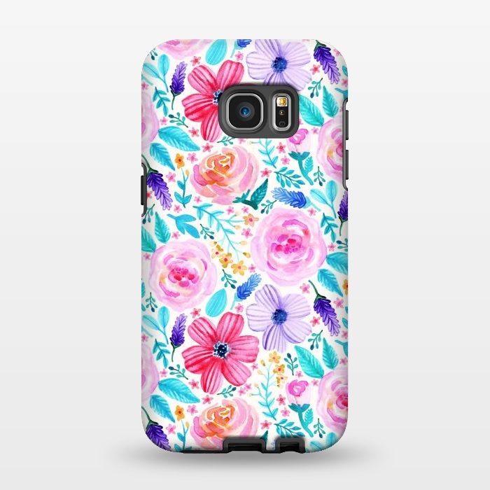 Galaxy S7 EDGE StrongFit Bold Blooms - Cool Colours by Tangerine-Tane