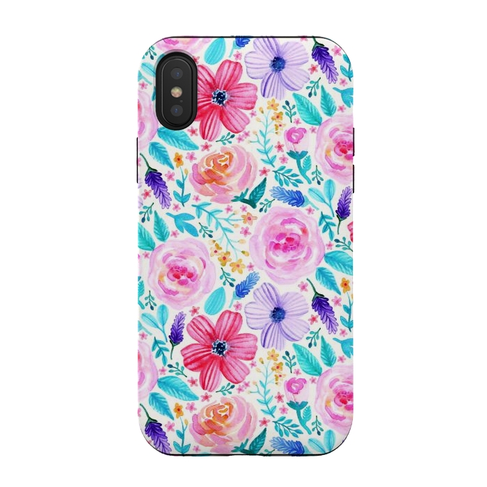 iPhone Xs / X StrongFit Bold Blooms - Cool Colours by Tangerine-Tane