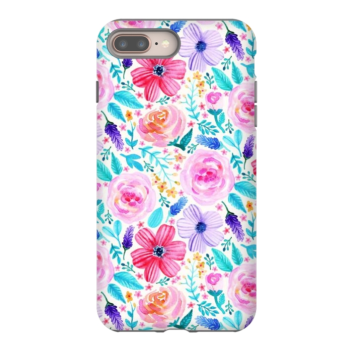 iPhone 8 plus StrongFit Bold Blooms - Cool Colours by Tangerine-Tane