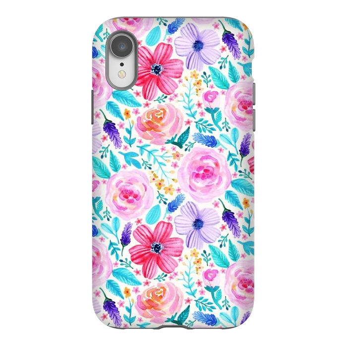 iPhone Xr StrongFit Bold Blooms - Cool Colours by Tangerine-Tane