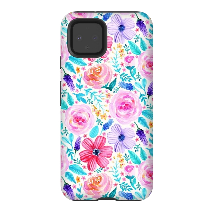 Pixel 4 StrongFit Bold Blooms - Cool Colours by Tangerine-Tane