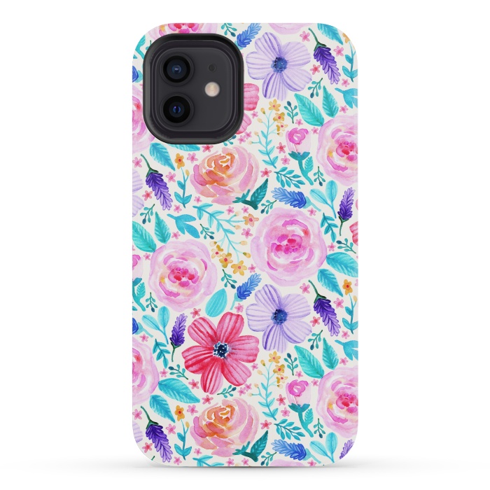 iPhone 12 mini StrongFit Bold Blooms - Cool Colours by Tangerine-Tane