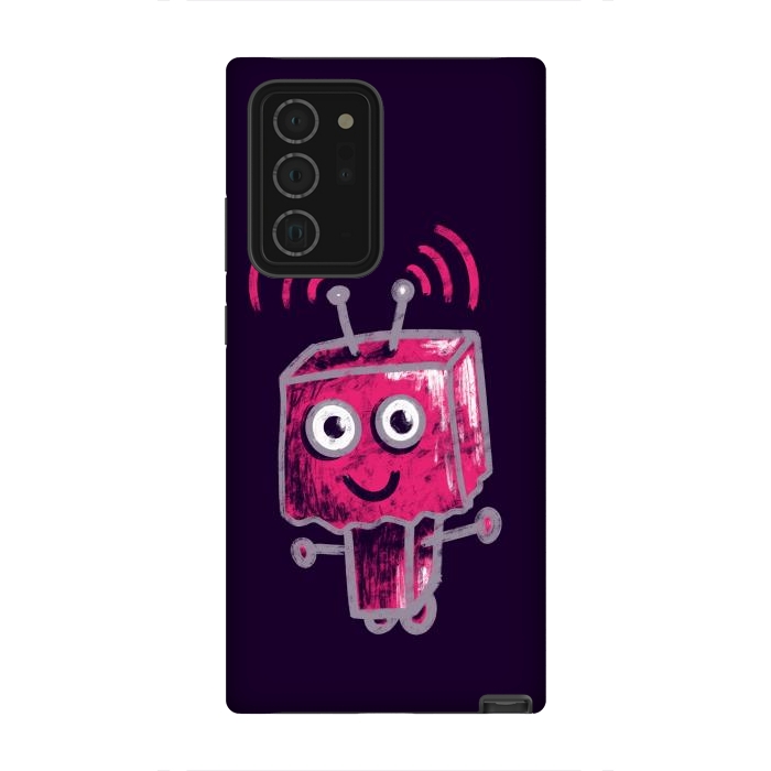 Galaxy Note 20 Ultra StrongFit Cute Pink Robot With Paper Bag Head Kids by Boriana Giormova