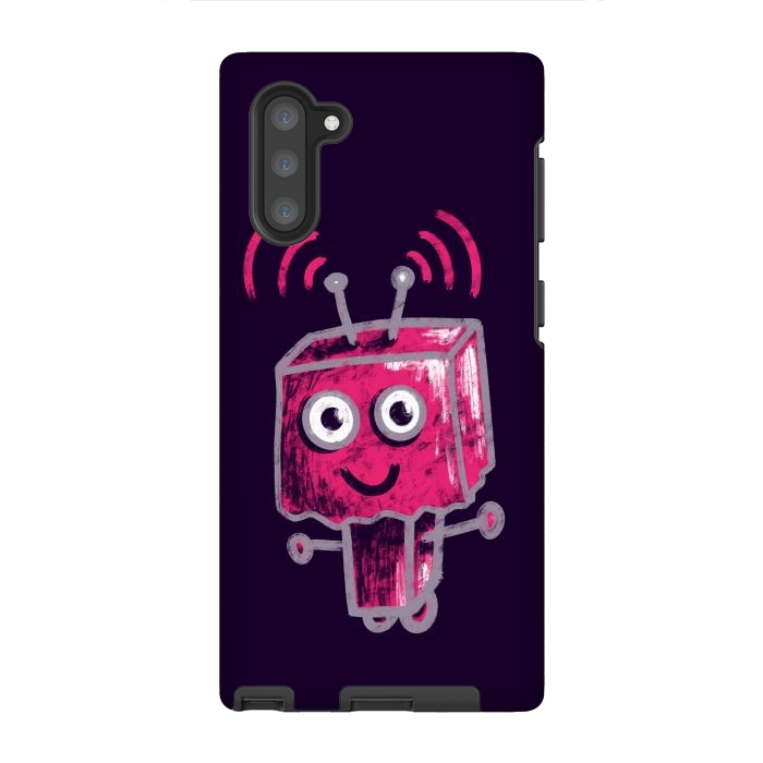 Galaxy Note 10 StrongFit Cute Pink Robot With Paper Bag Head Kids by Boriana Giormova
