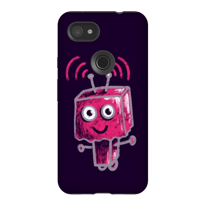 Pixel 3AXL StrongFit Cute Pink Robot With Paper Bag Head Kids by Boriana Giormova