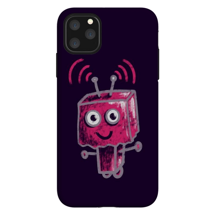 iPhone 11 Pro Max StrongFit Cute Pink Robot With Paper Bag Head Kids by Boriana Giormova