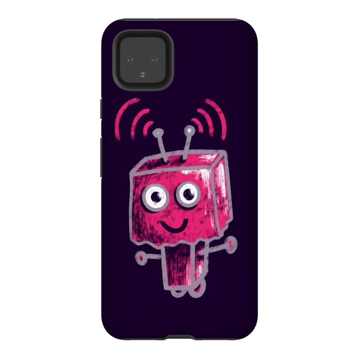 Pixel 4XL StrongFit Cute Pink Robot With Paper Bag Head Kids by Boriana Giormova