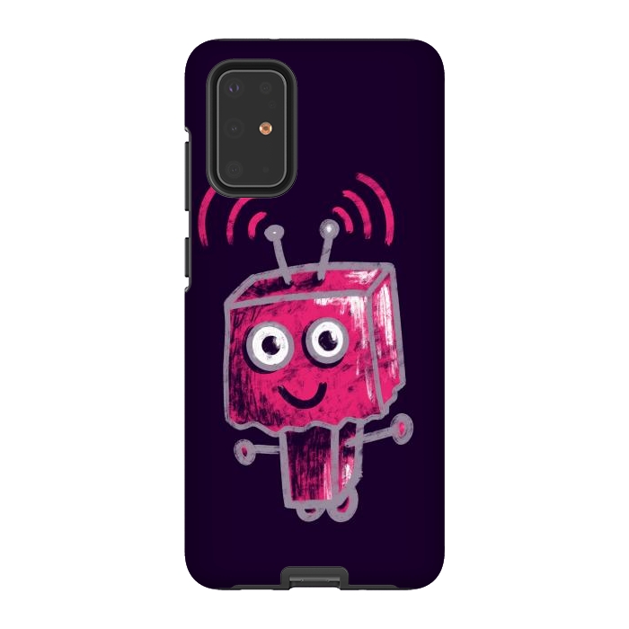 Galaxy S20 Plus StrongFit Cute Pink Robot With Paper Bag Head Kids by Boriana Giormova