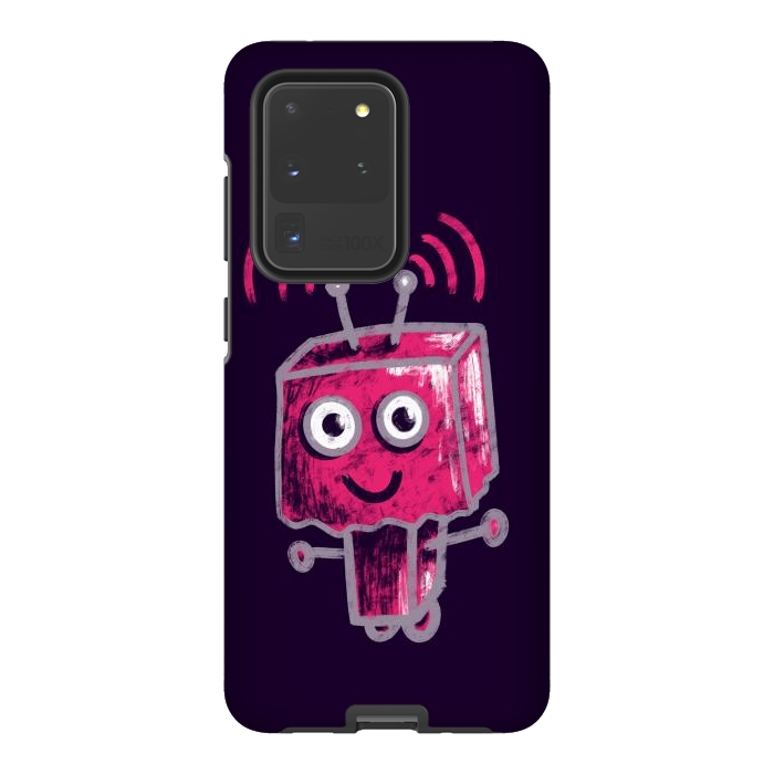 Galaxy S20 Ultra StrongFit Cute Pink Robot With Paper Bag Head Kids by Boriana Giormova