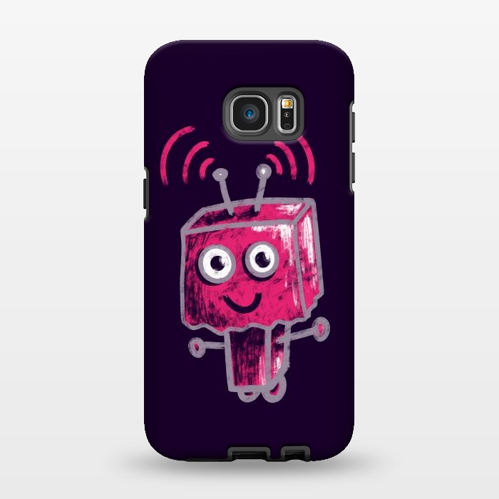 Galaxy S7 EDGE StrongFit Cute Pink Robot With Paper Bag Head Kids by Boriana Giormova