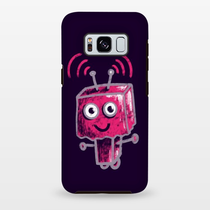 Galaxy S8 plus StrongFit Cute Pink Robot With Paper Bag Head Kids by Boriana Giormova