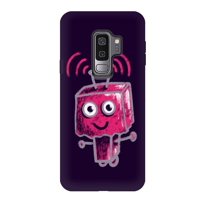 Galaxy S9 plus StrongFit Cute Pink Robot With Paper Bag Head Kids by Boriana Giormova