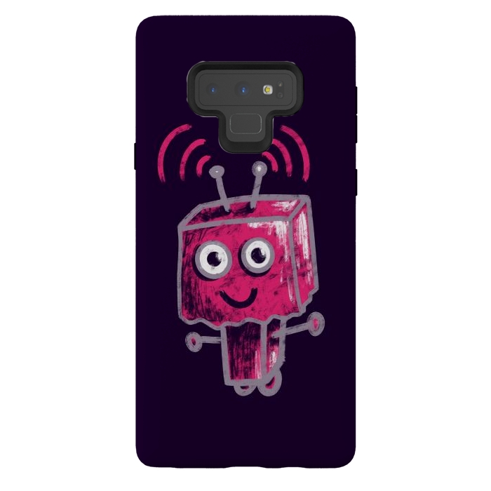 Galaxy Note 9 StrongFit Cute Pink Robot With Paper Bag Head Kids by Boriana Giormova