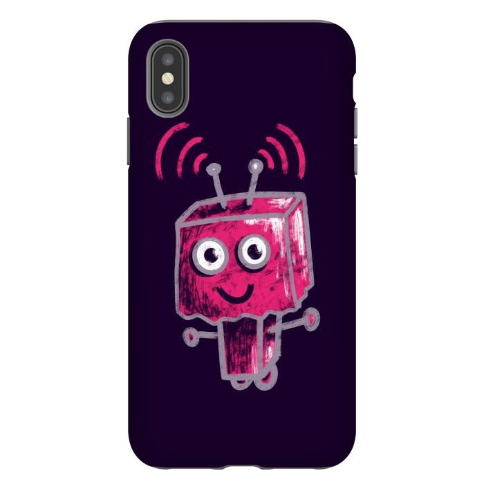 iPhone Xs Max StrongFit Cute Pink Robot With Paper Bag Head Kids by Boriana Giormova