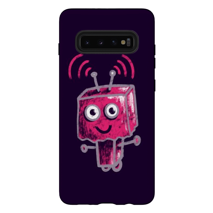 Galaxy S10 plus StrongFit Cute Pink Robot With Paper Bag Head Kids by Boriana Giormova