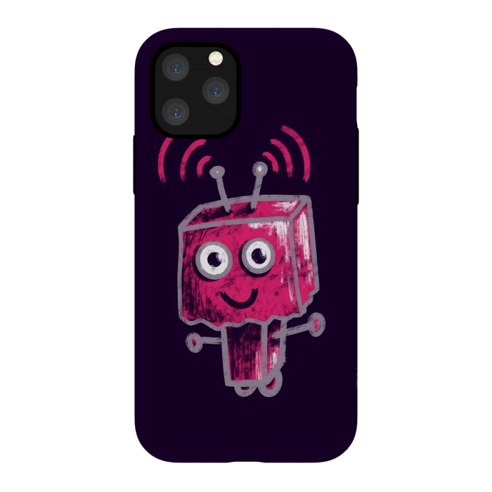 iPhone 11 Pro StrongFit Cute Pink Robot With Paper Bag Head Kids by Boriana Giormova