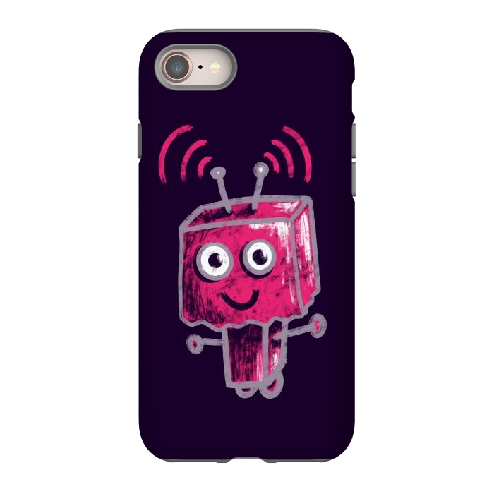 iPhone SE StrongFit Cute Pink Robot With Paper Bag Head Kids by Boriana Giormova