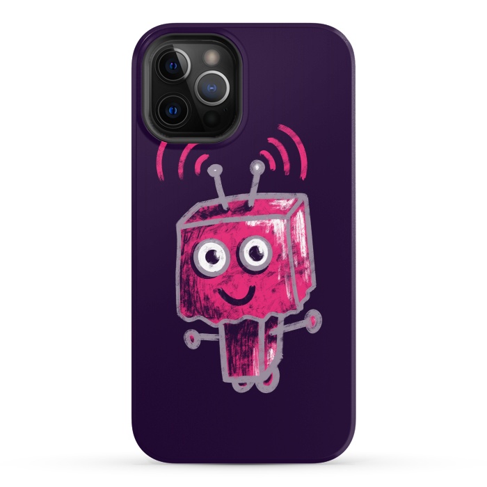 iPhone 12 Pro StrongFit Cute Pink Robot With Paper Bag Head Kids by Boriana Giormova