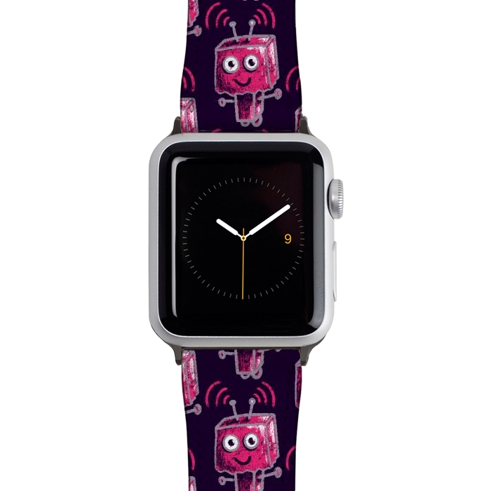 Watch 38mm / 40mm Strap PU leather Cute Pink Robot With Paper Bag Head Kids by Boriana Giormova
