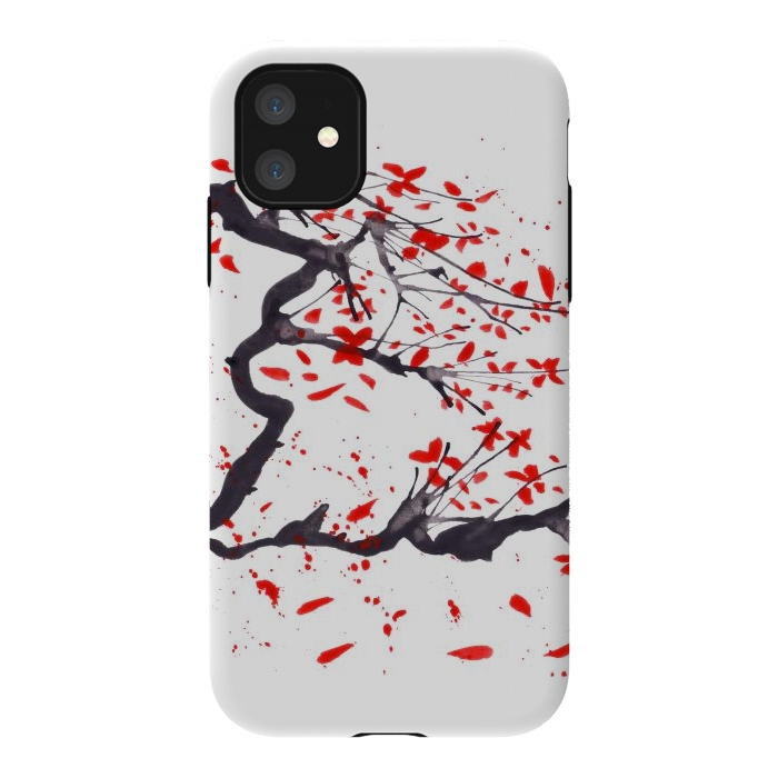 iPhone 11 StrongFit Cherry tree flowers watercolor by ArtKingdom7