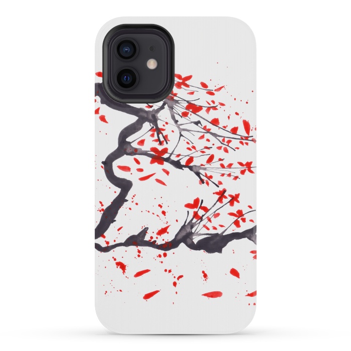 iPhone 12 mini StrongFit Cherry tree flowers watercolor by ArtKingdom7