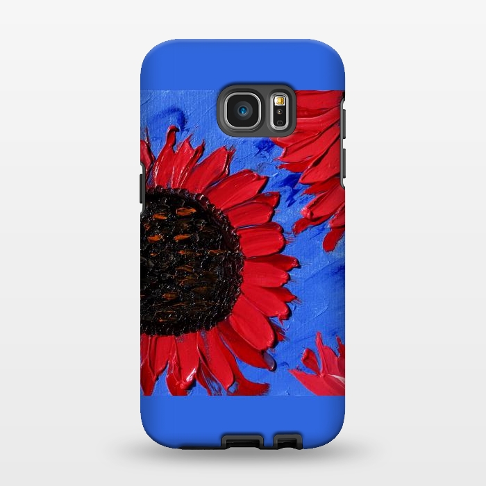 Galaxy S7 EDGE StrongFit Red sunflowers art by ArtKingdom7