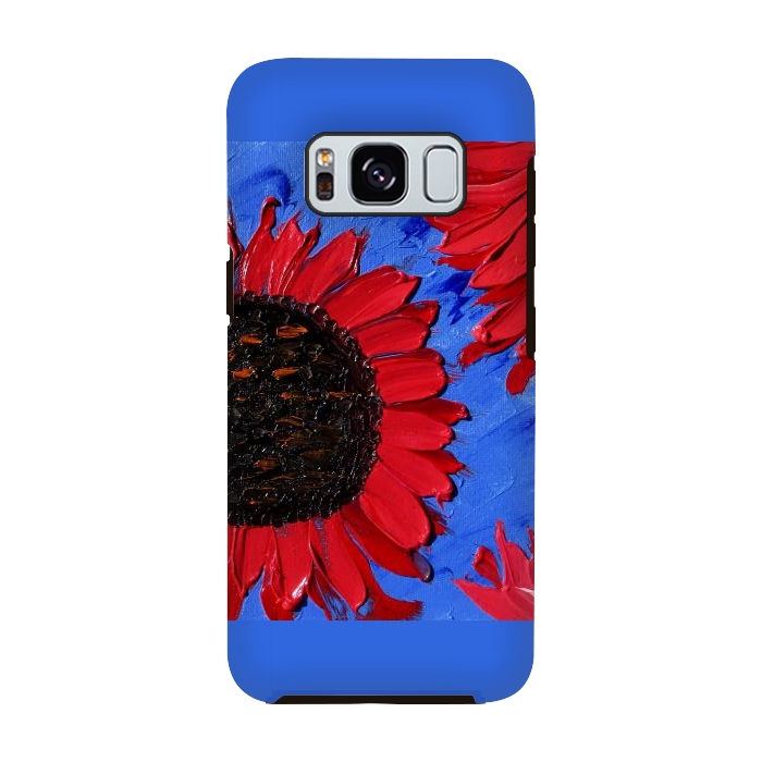 Galaxy S8 StrongFit Red sunflowers art by ArtKingdom7