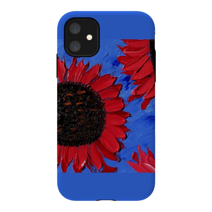 iPhone 11 StrongFit Red sunflowers art by ArtKingdom7