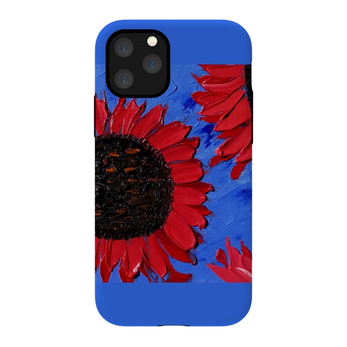 iPhone 11 Pro StrongFit Red sunflowers art by ArtKingdom7