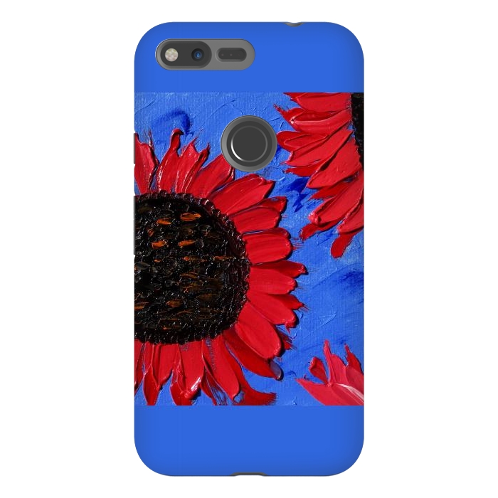 Pixel XL StrongFit Red sunflowers art by ArtKingdom7