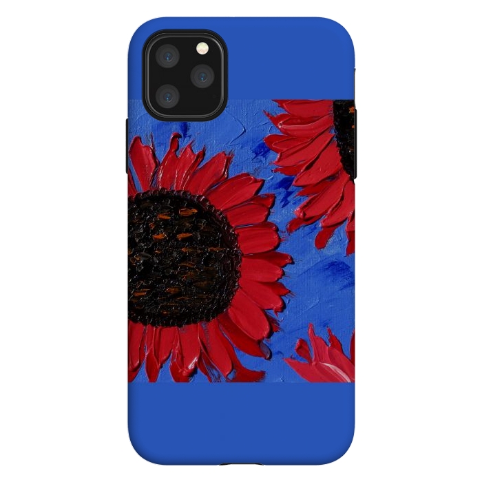 iPhone 11 Pro Max StrongFit Red sunflowers art by ArtKingdom7