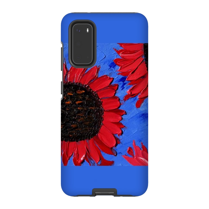 Galaxy S20 StrongFit Red sunflowers art by ArtKingdom7