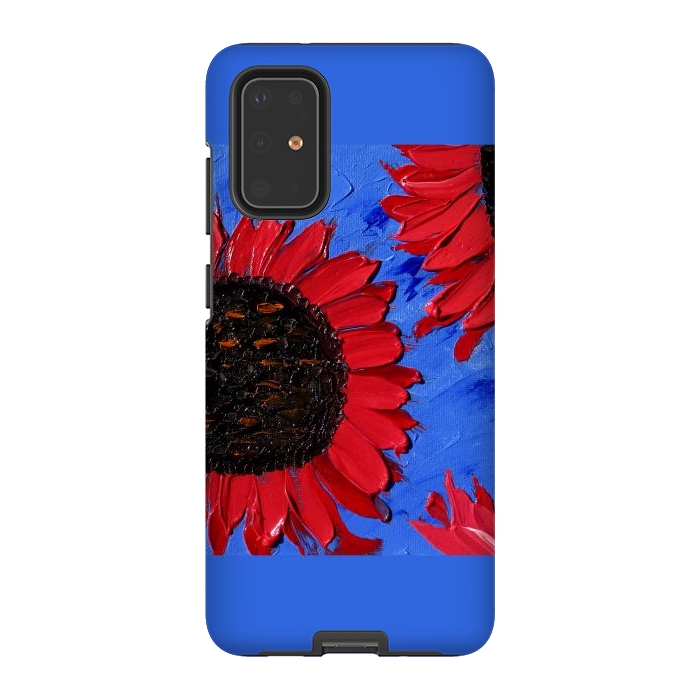 Galaxy S20 Plus StrongFit Red sunflowers art by ArtKingdom7