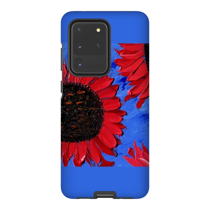 Galaxy S20 Ultra StrongFit Red sunflowers art by ArtKingdom7