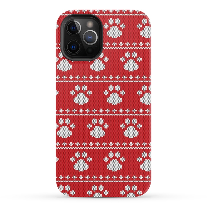 iPhone 12 Pro StrongFit red paws pattern by MALLIKA