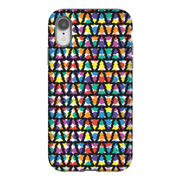 iPhone Xr StrongFit multi color christmas tree pattern by MALLIKA