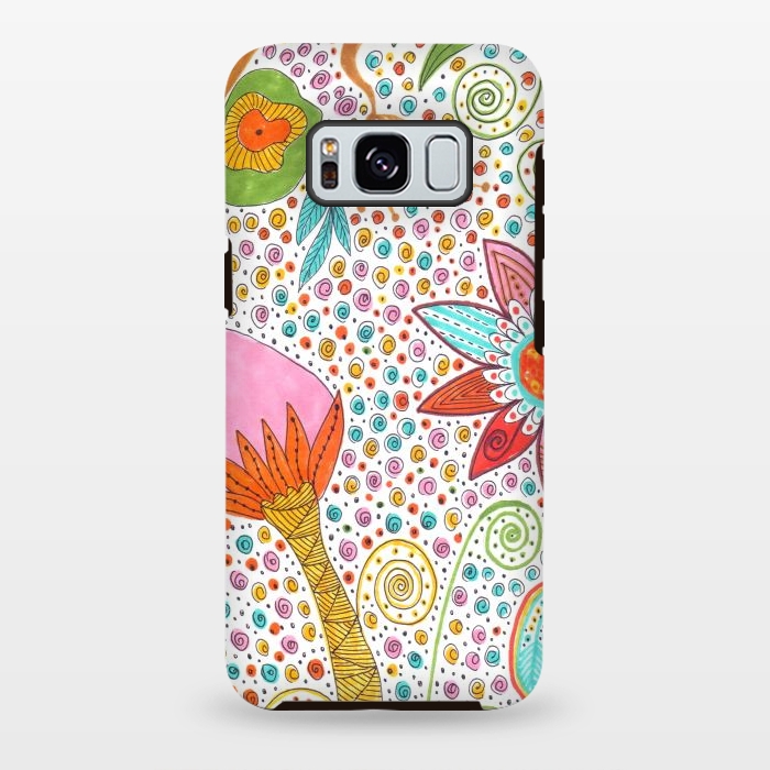 Galaxy S8 plus StrongFit Floral mandala dot art by ArtKingdom7