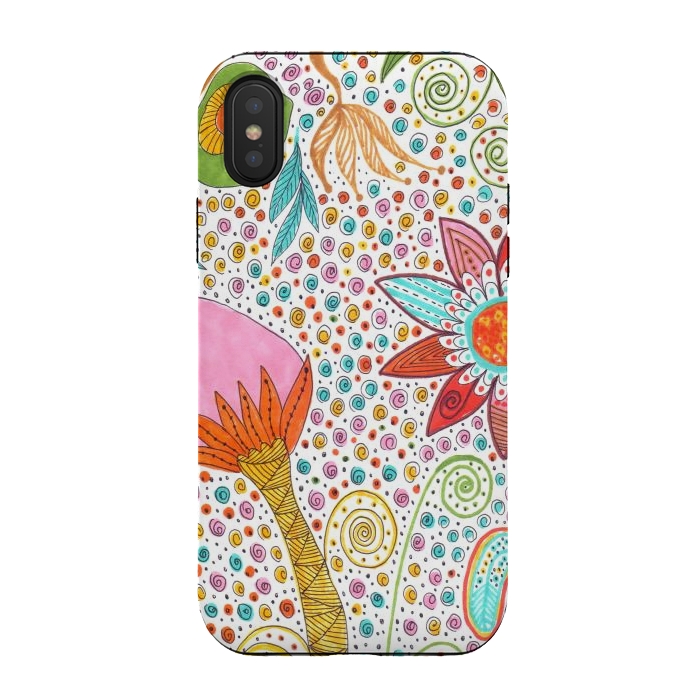 iPhone Xs / X StrongFit Floral mandala dot art by ArtKingdom7